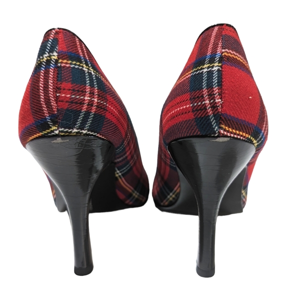 Vintage Plaid Heels 8.5 Holiday Christmas Shoes - Picture 4 of 6
